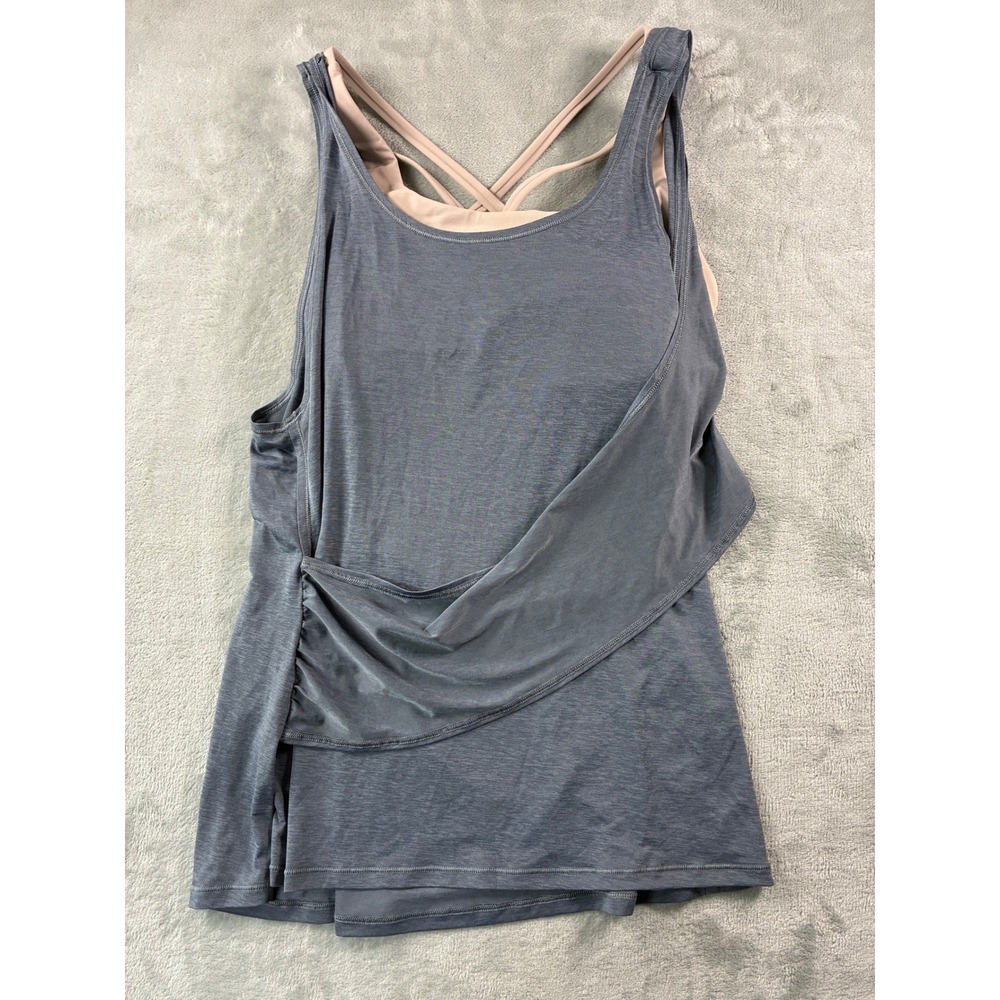 Lululemon 2-in-1 Draped Tank Top with Built-in Strappy Sports Bra Blue Pink 6